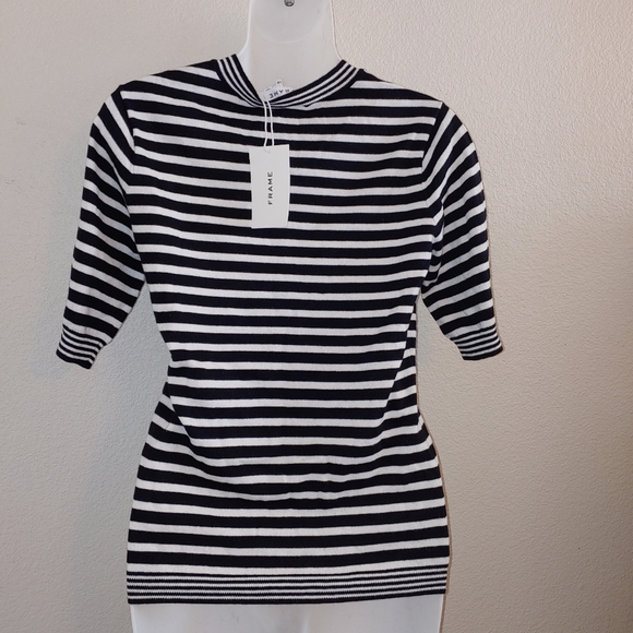 Frame Denim striped blouse cashmere blend nwt - Picture 4 of 7